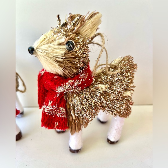 Set of 2 Buri Palm Reindeers w/Scarves Christmas Ornaments Rustic Nature - Picture 8 of 8